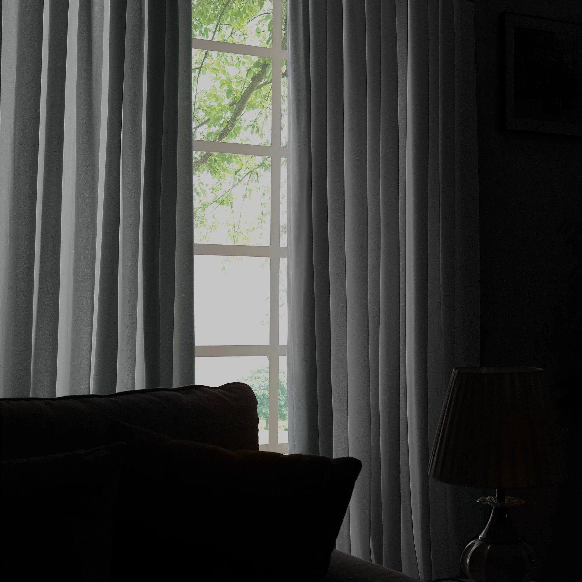 Selene Velvet Curtains for Room Darkening - Luxurious Drapes J803-81_scene_3 displaying stylish velvet drapes in modern interior, highlighting soft drape and great light-blocking effect
