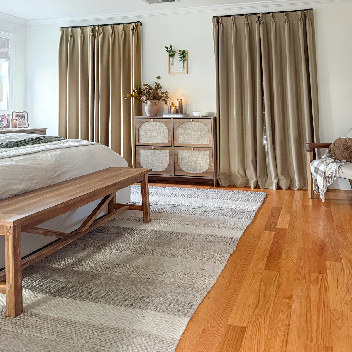 Seraphine 9013-20 linen texture curtains with light filtering and soft drapery showcased in  bedroom
