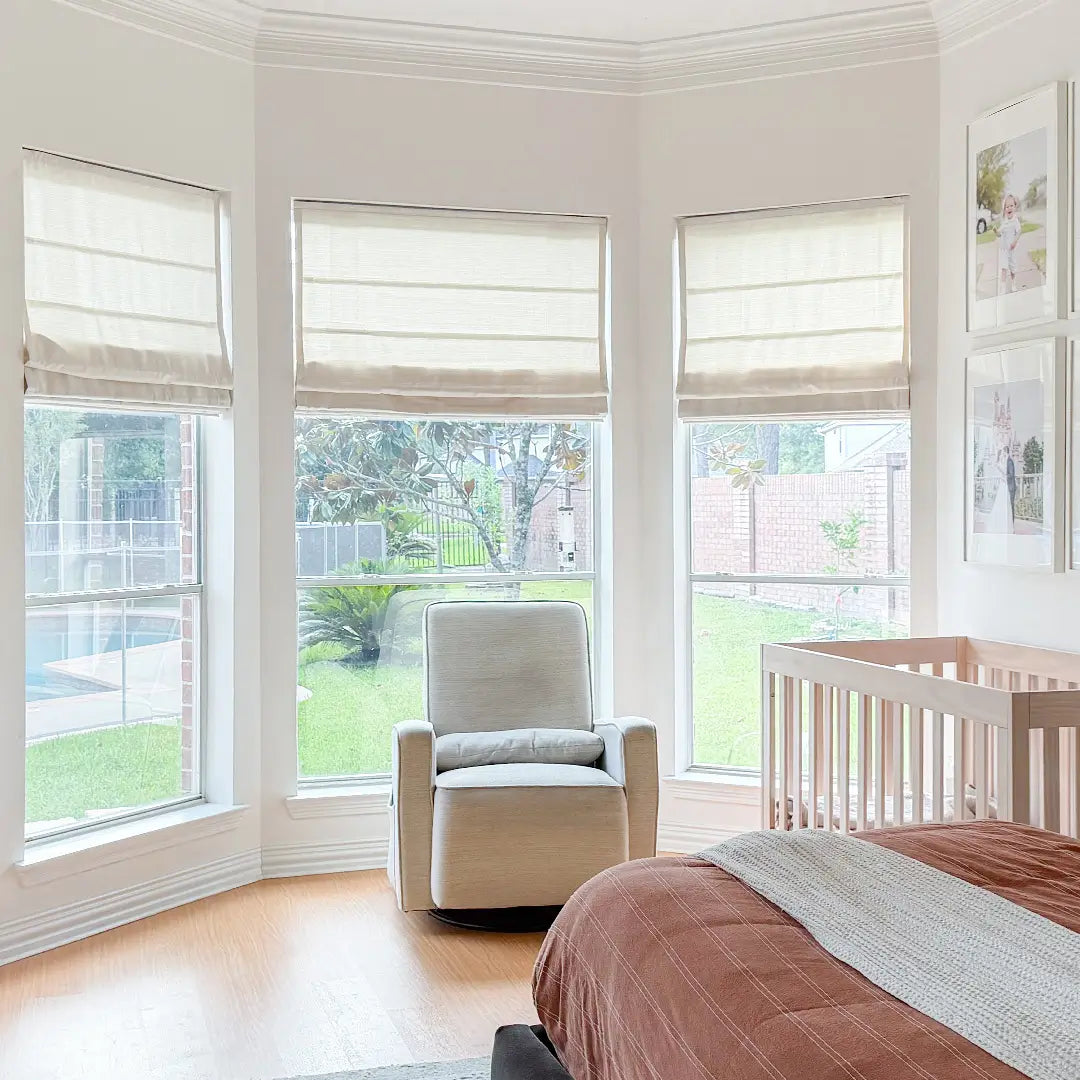 Seraphine Smart Motorized Cross Linen Texture Roman Shades