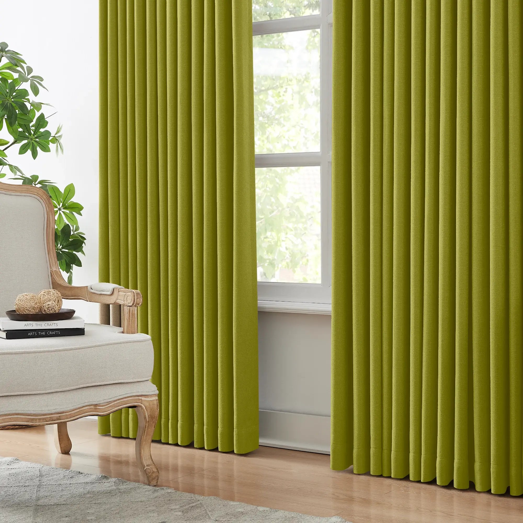 Seraphine 9013-8 linen texture curtains with light filtering and soft drapery showcased in  bedroom