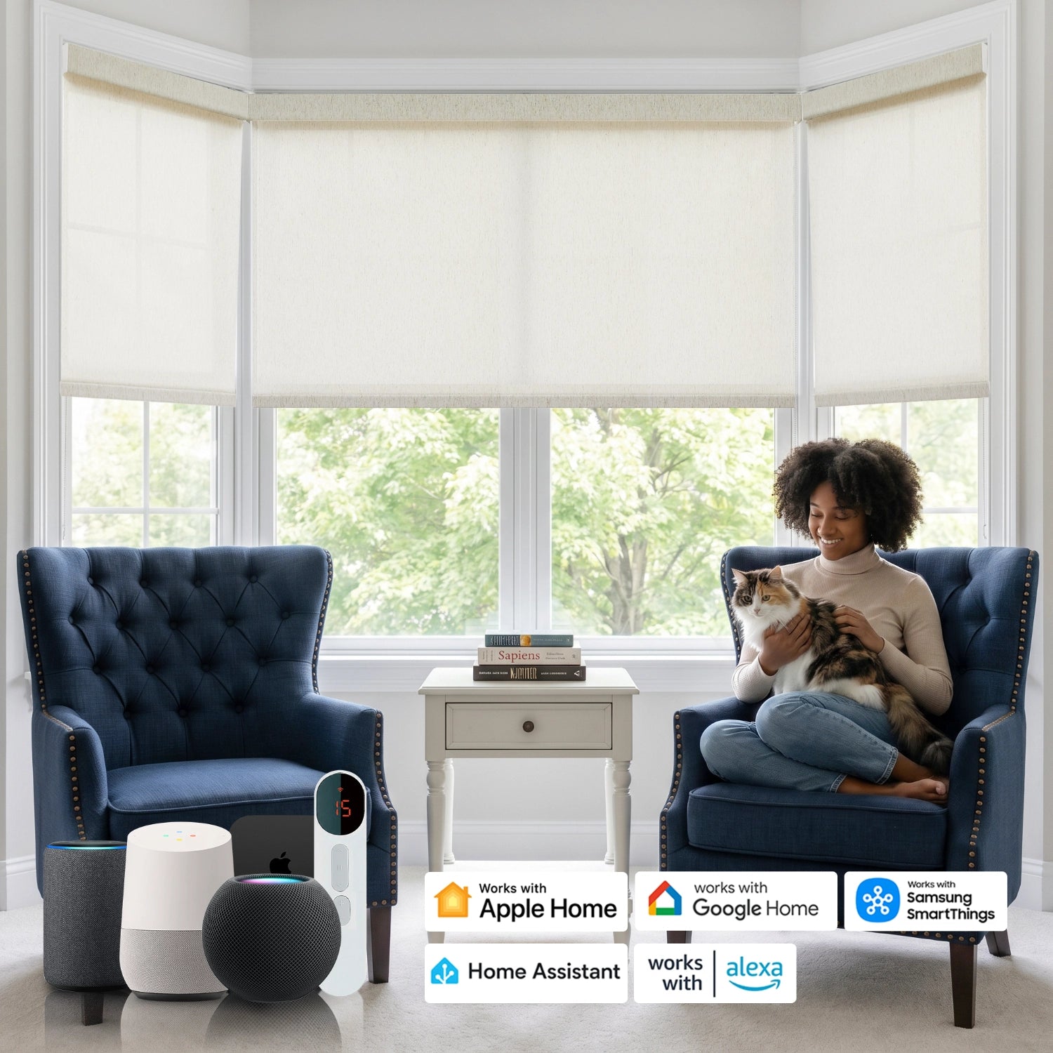 Lysandra Smart Motorized 70% Light Filtering Roller Shades