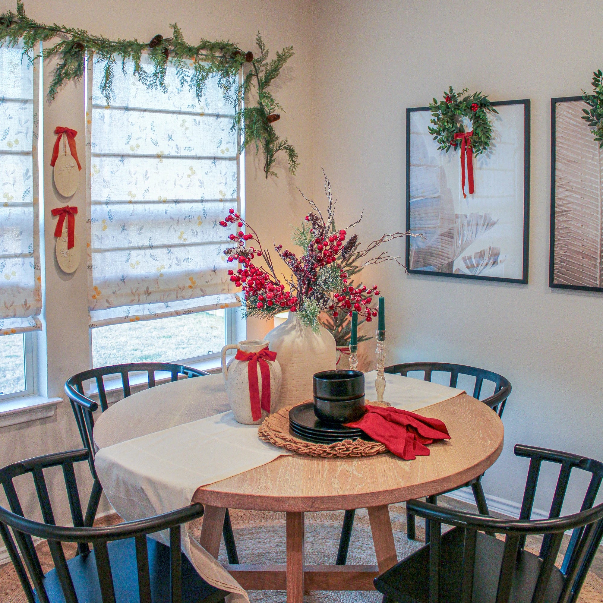 Sylviana Yellow Wildflowers Linen Textured  Roman Shades for Large Windows