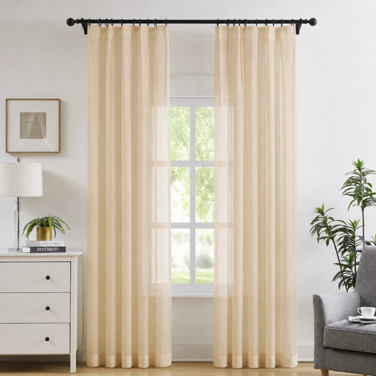 Thalira Linen Blend Sheer Curtains