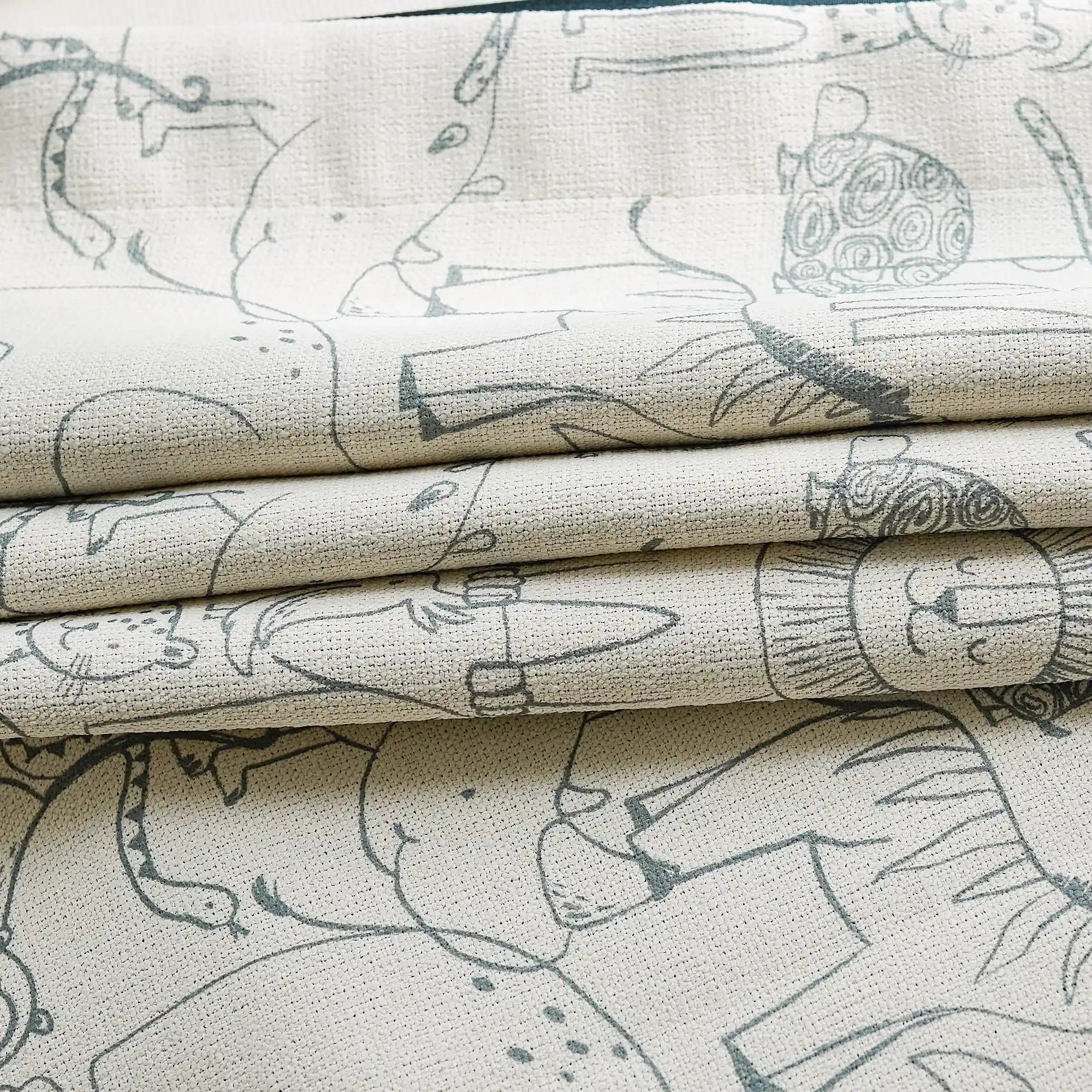 Wynara Black Safari Animal Sketch Blackout Drapes