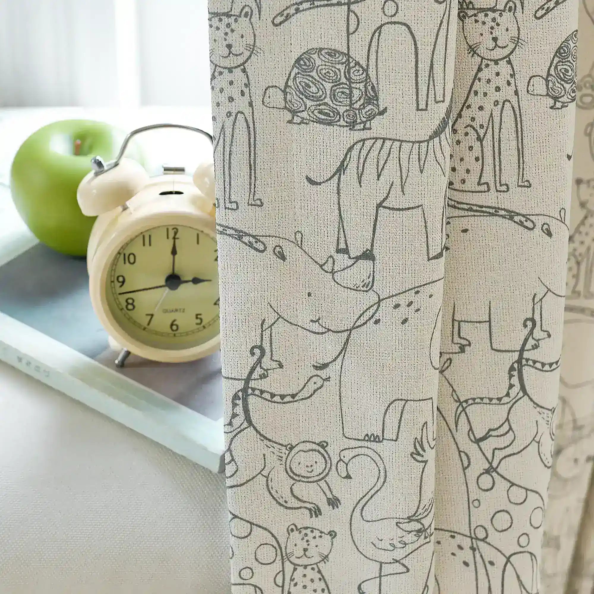 Wynara Black Safari Animal Sketch Blackout Drapes