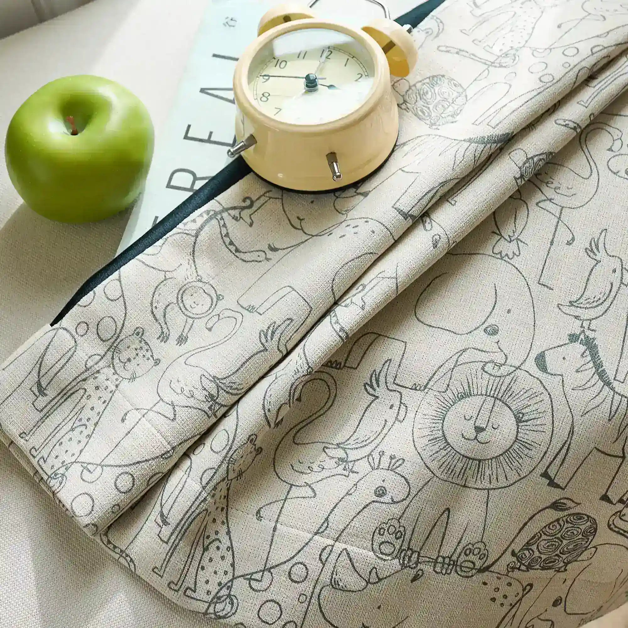 Wynara Black Safari Animal Sketch Blackout Drapes