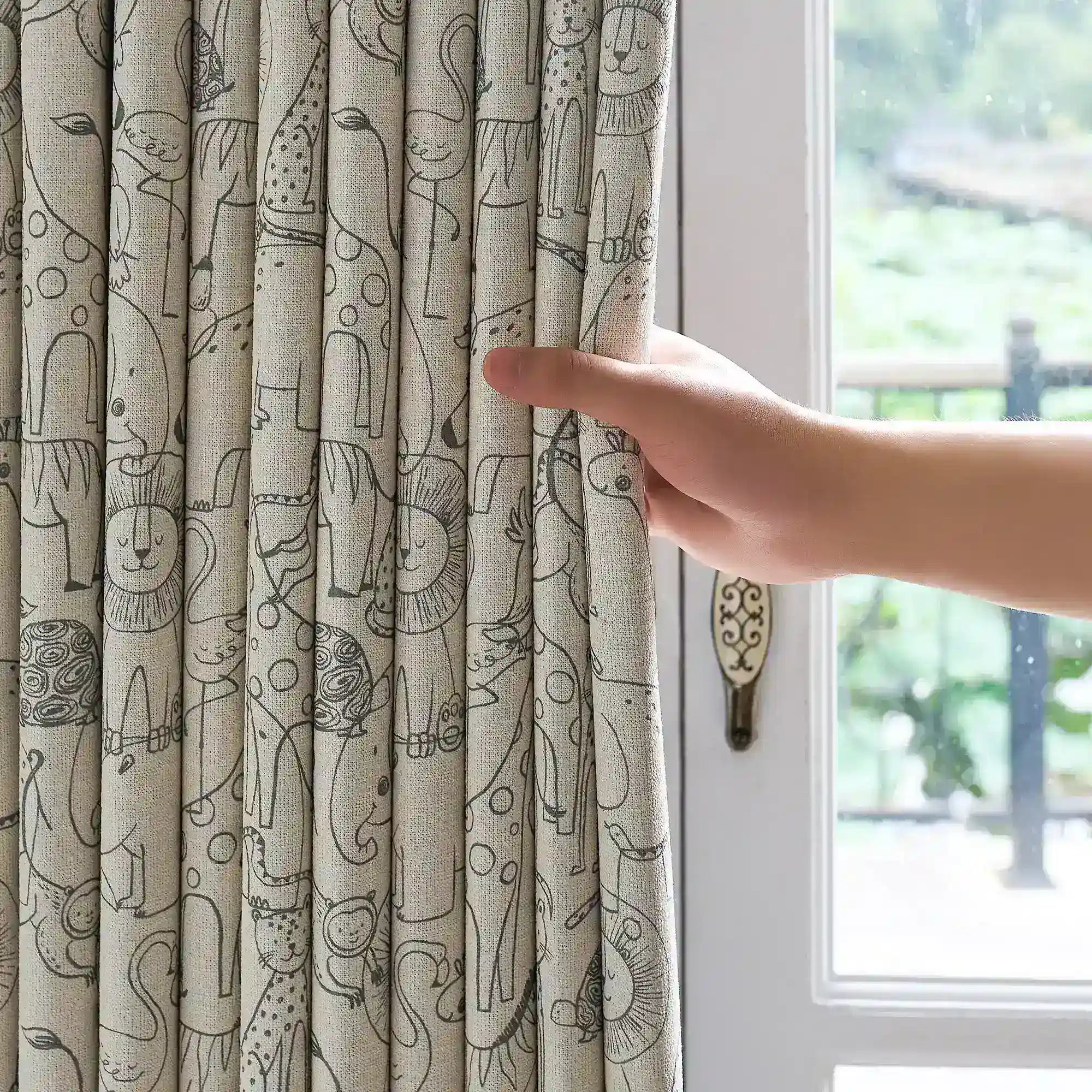 Wynara Black Safari Animal Sketch Blackout Drapes