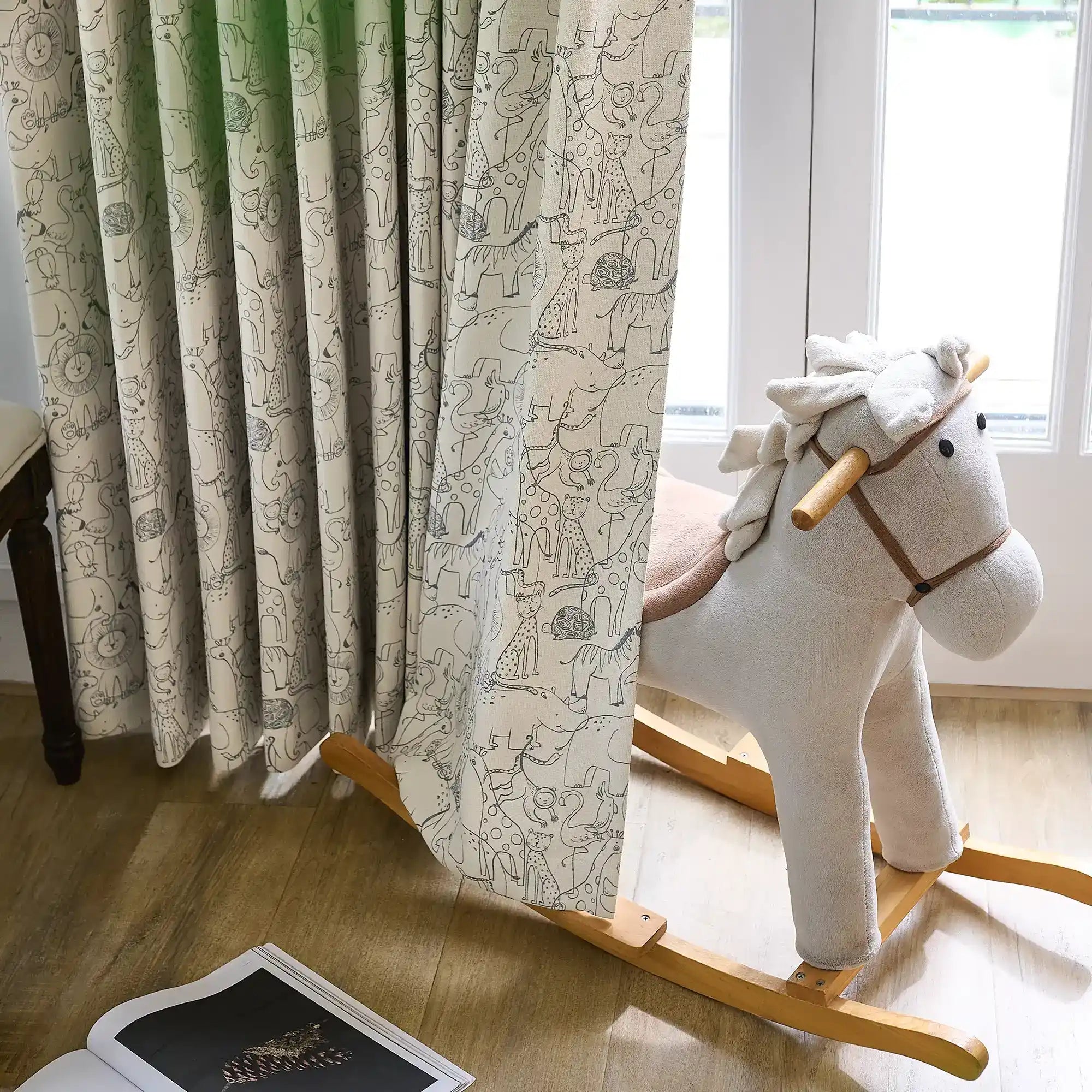 Wynara Black Safari Animal Sketch Blackout Drapes