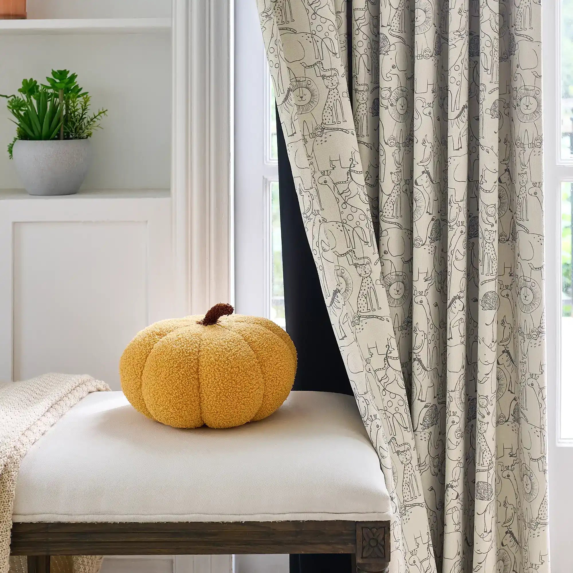 Wynara Black Safari Animal Sketch Blackout Drapes