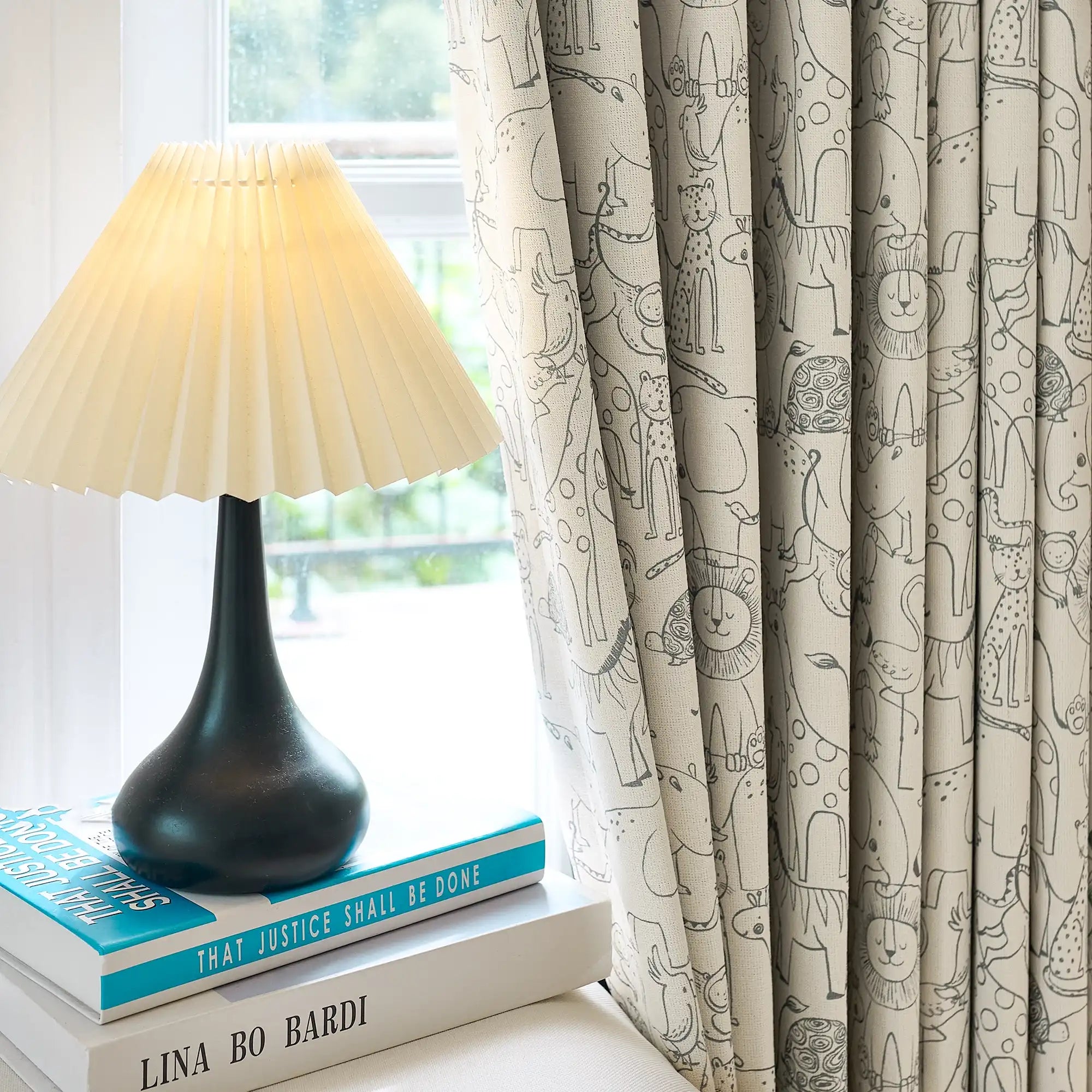 Wynara Black Safari Animal Sketch Blackout Drapes