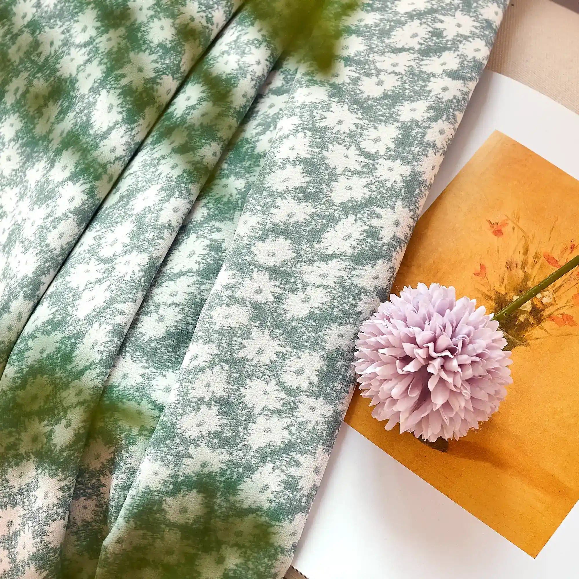 Xanthe Teal Daisy Floral Print Blackout Drapes