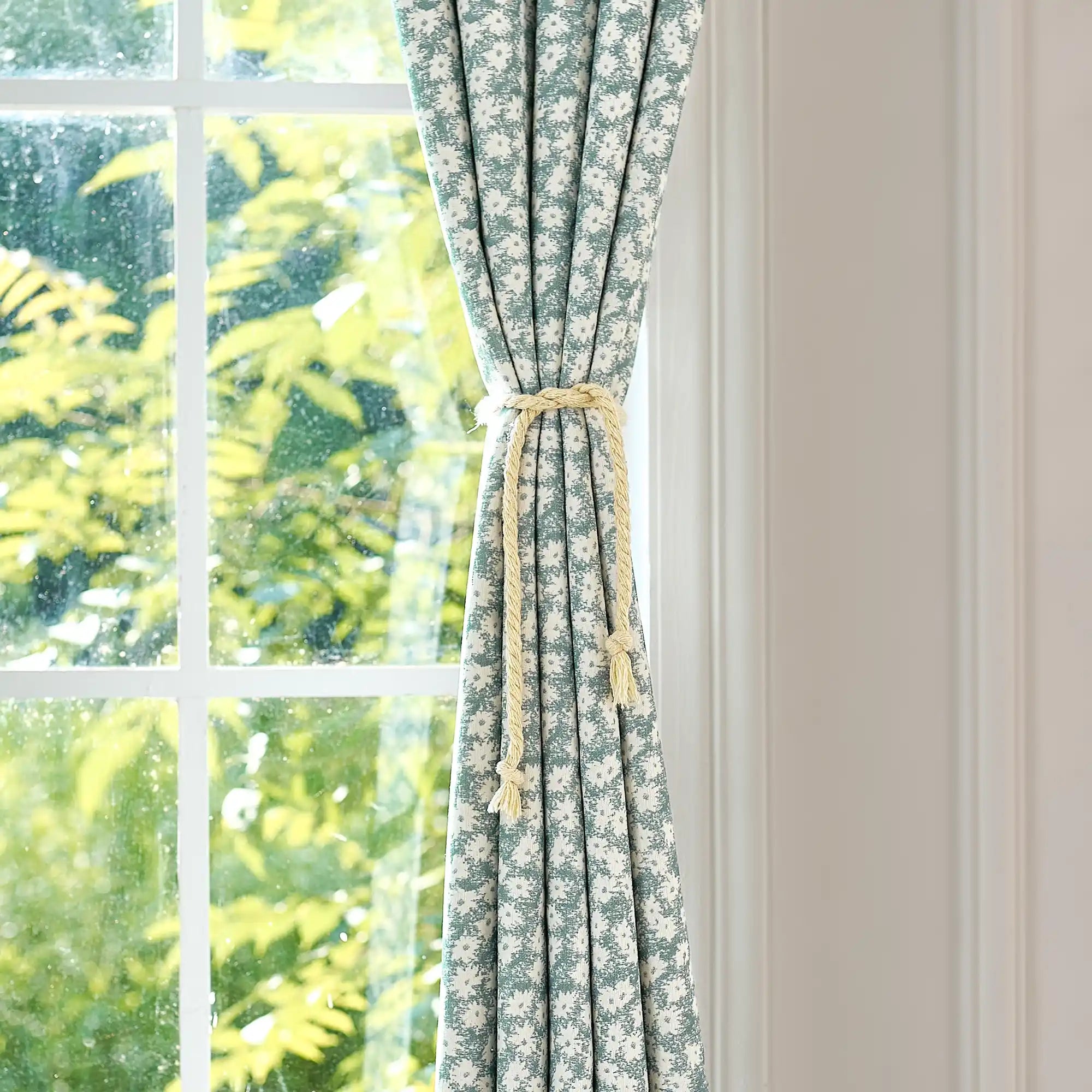 Xanthe Teal Daisy Floral Print Blackout Drapes