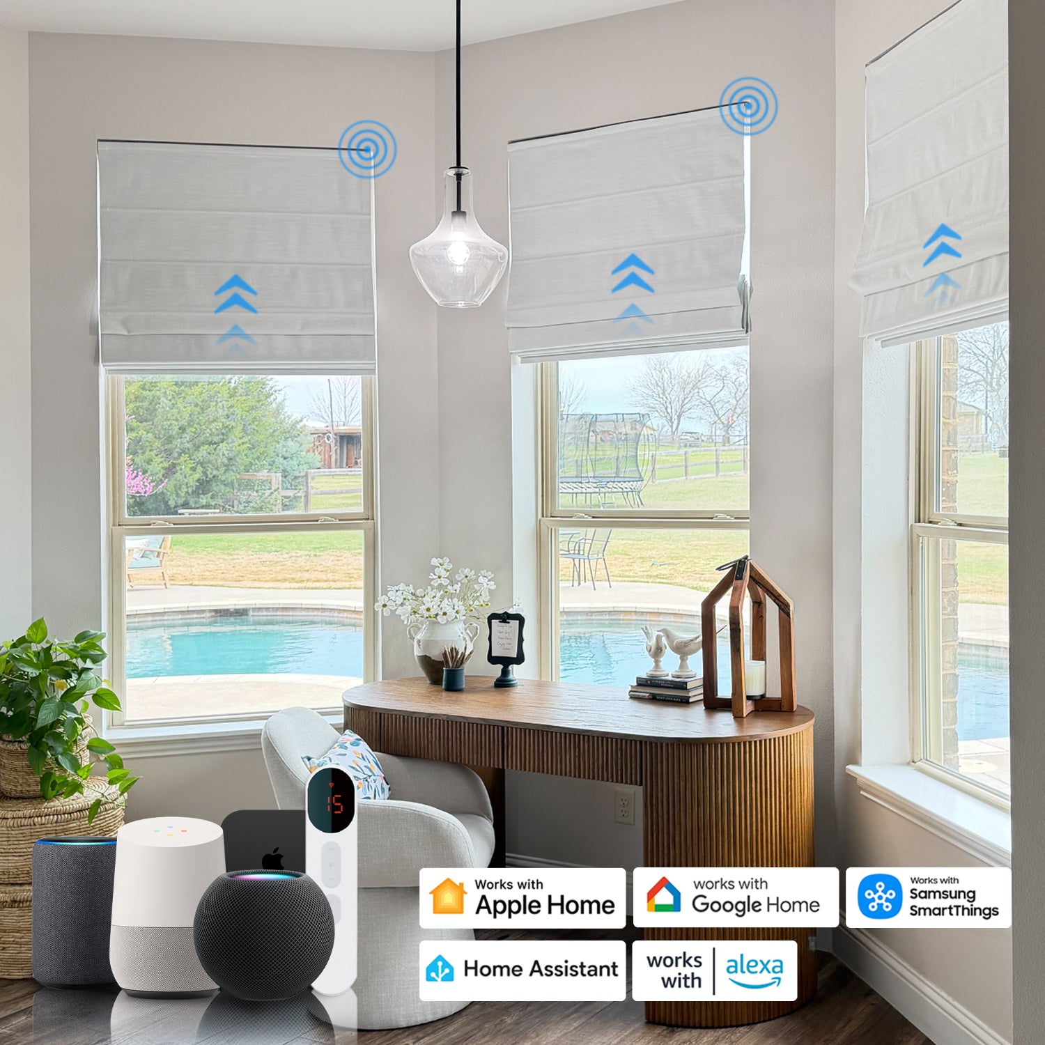Celina Smart Motorized Linen Roman Shade