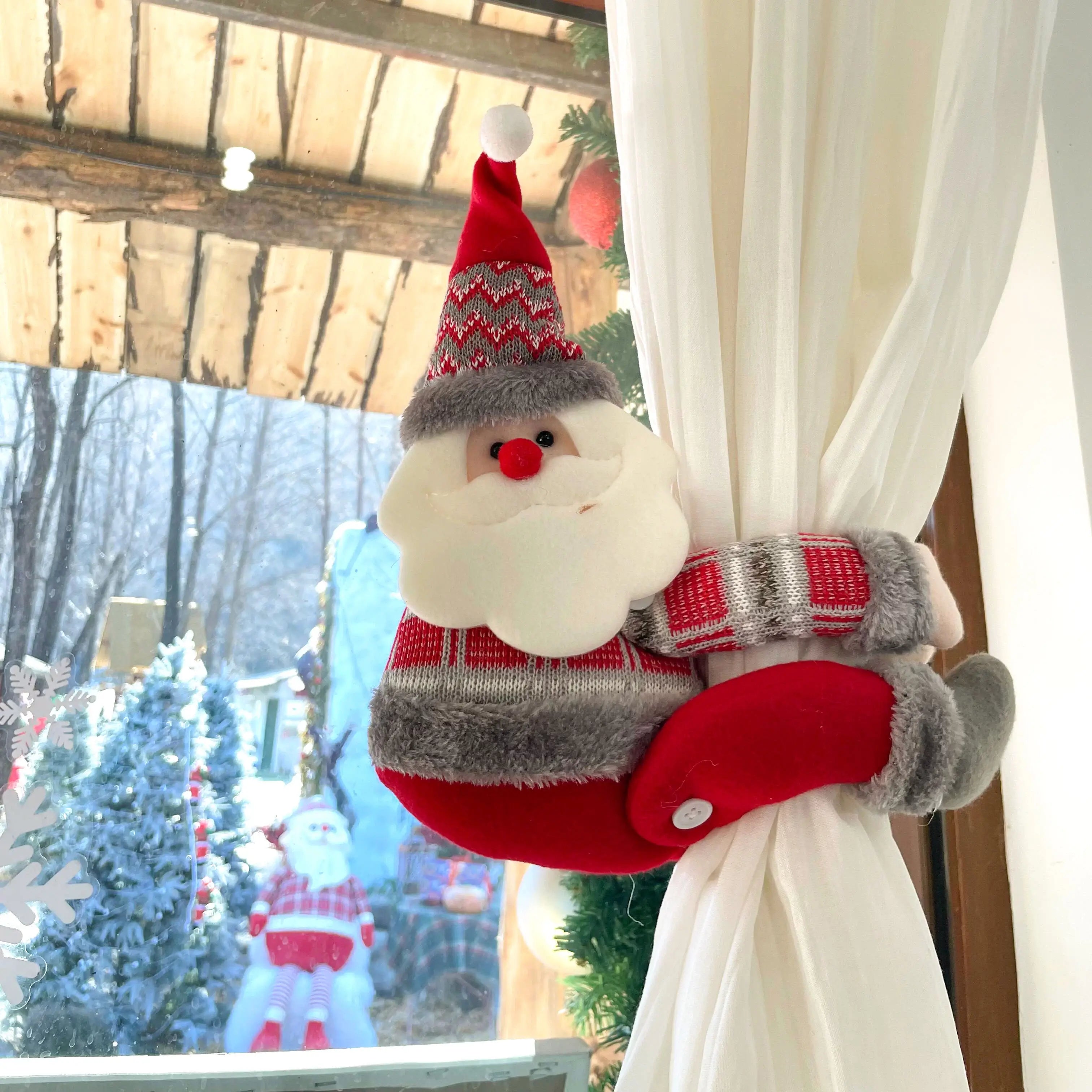 Christmas Tiebacks with Santa Decor