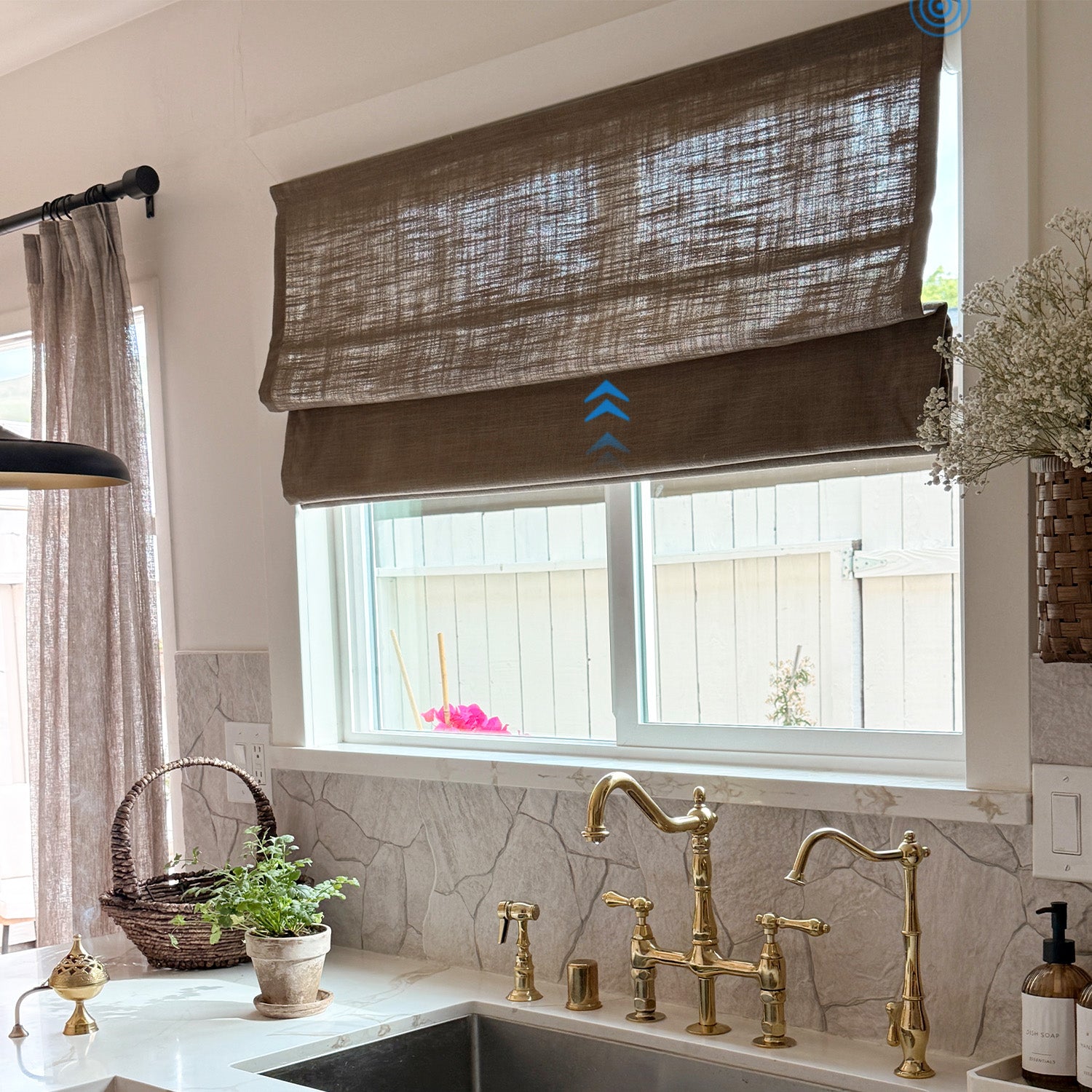 Elara Smart Motorized Linen Roman Shade