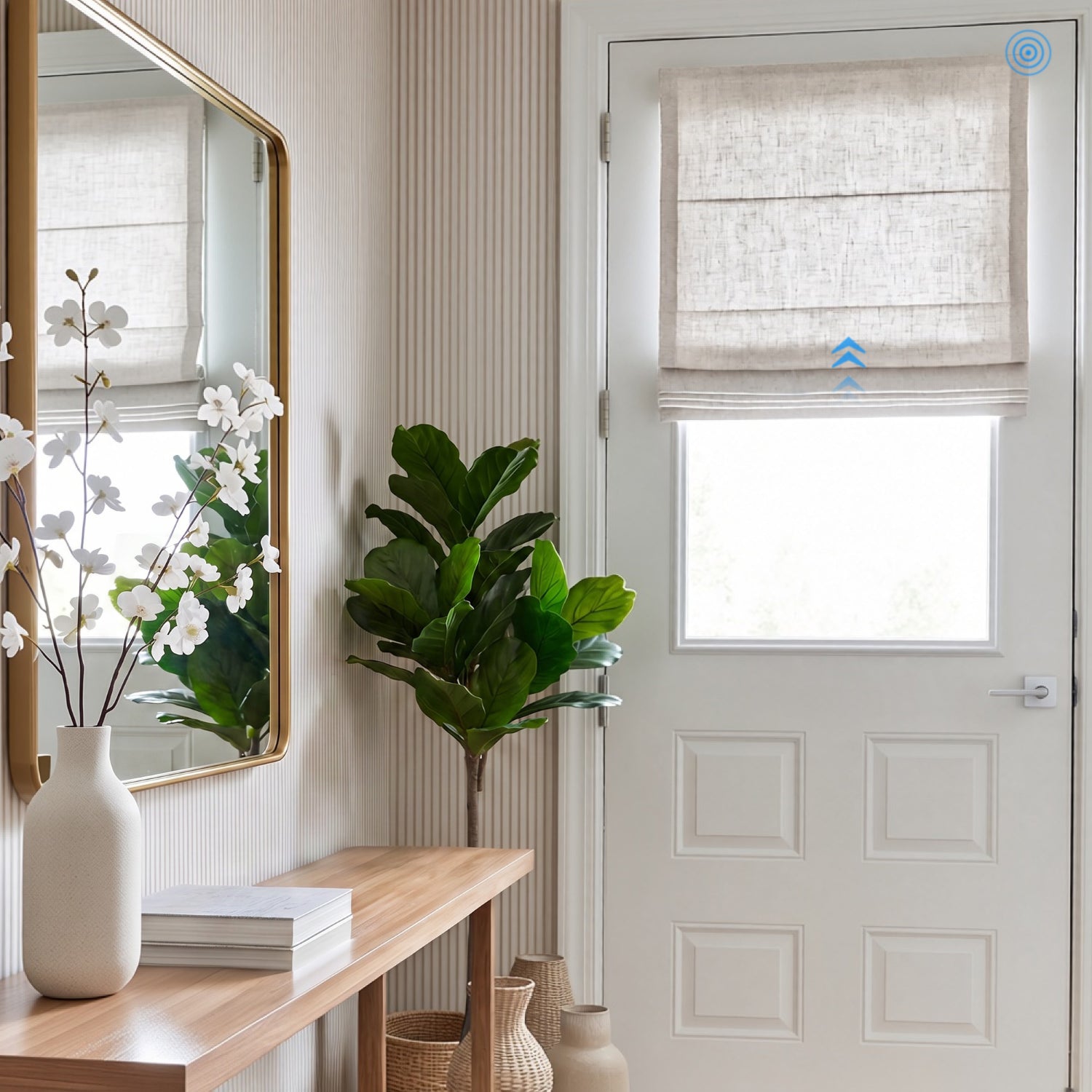 Gwynara Smart Motorized Linen-Blend Roman Shades