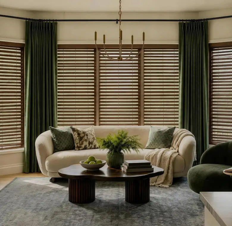 Stylish living room curtains in linen or velvet, elevating your space with elegance.