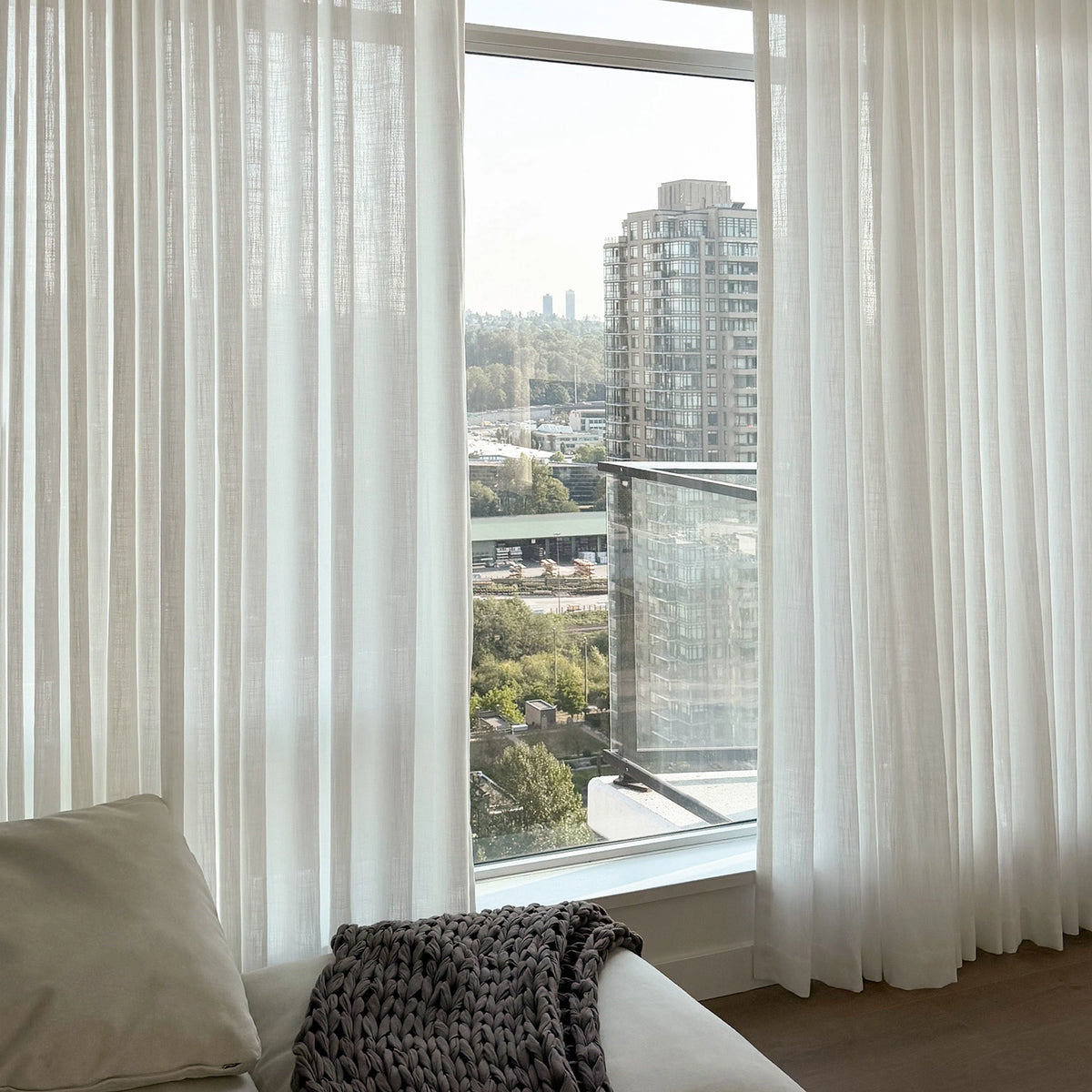 Nina Cotton Blend Drapery Pleat for Large Windows – Elegant Light Filtering Curtains for Living Room & Dining Room