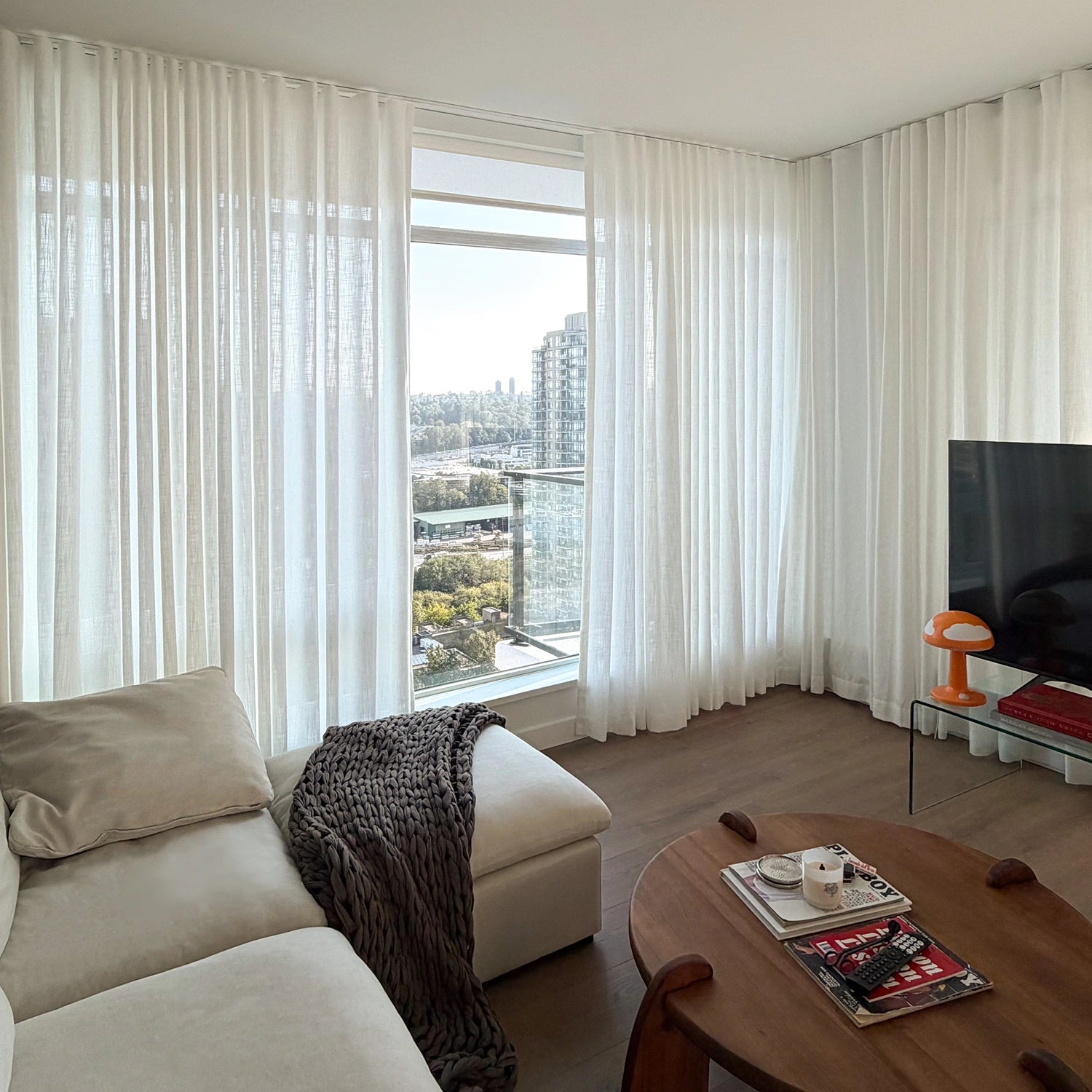 Nina Cotton Blend Drapery Pleat for Large Windows – Elegant Light Filtering Curtains for Living Room & Dining Room