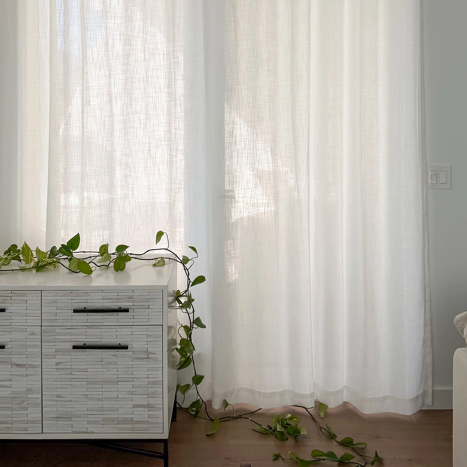 Nina Cotton Blend Drapery Pleat for Large Windows – Elegant Light Filtering Curtains for Living Room & Dining Room