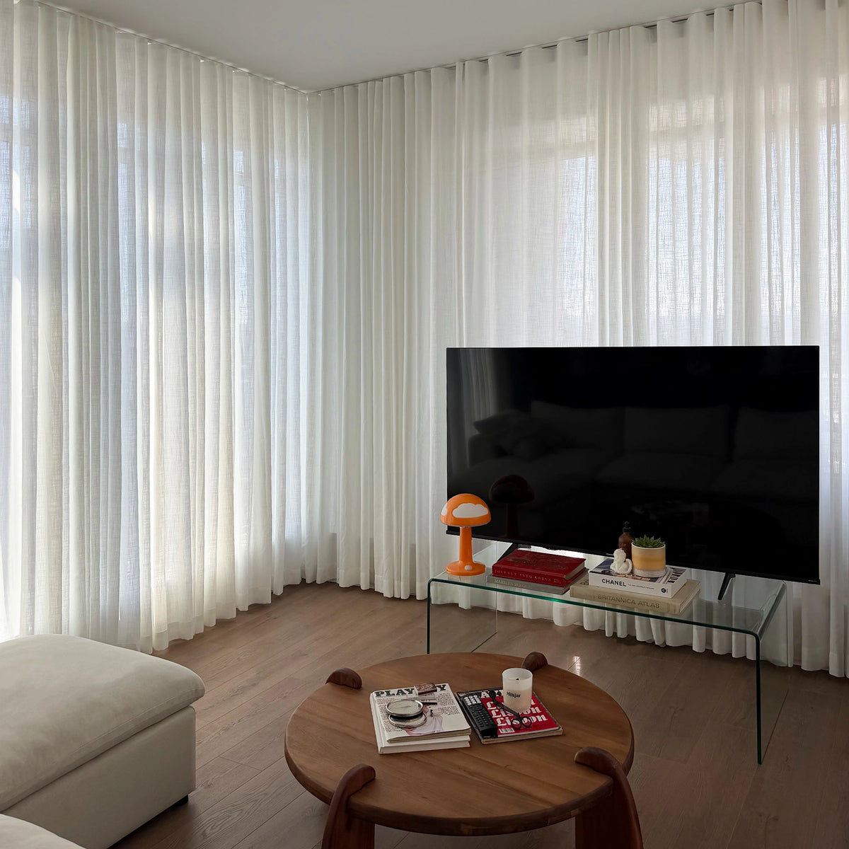 Nina Cotton Blend Drapery Pleat for Large Windows – Elegant Light Filtering Curtains for Living Room & Dining Room