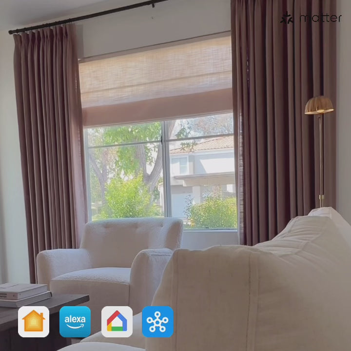 Elara Smart Motorized Linen Roman Shade