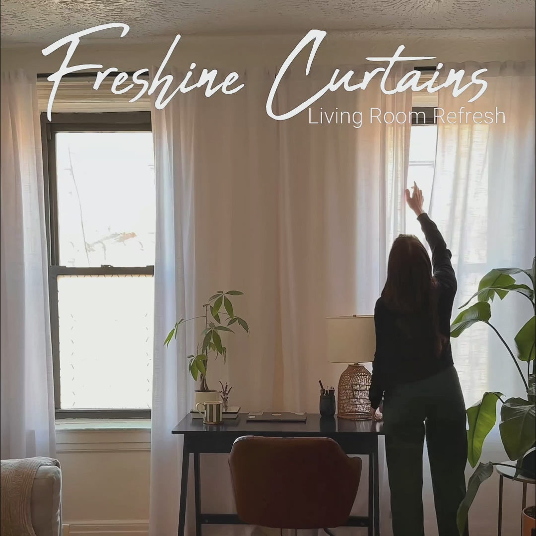 Orinda semi sheer curtains KLQ2, elegant drapes in a living room showcased to display the product's appearance and light-filtering effect video