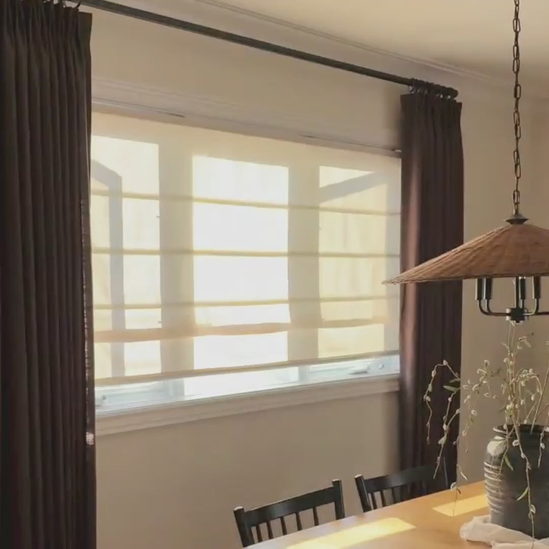 Seraphine Smart Motorized Cross Linen Texture Roman Shades