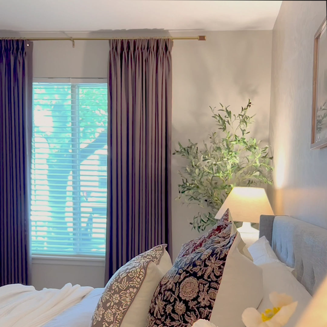 Seraphine Eggshell 9013 linen texture curtains with light filtering and soft drapery showcased in a kids' bedroom video