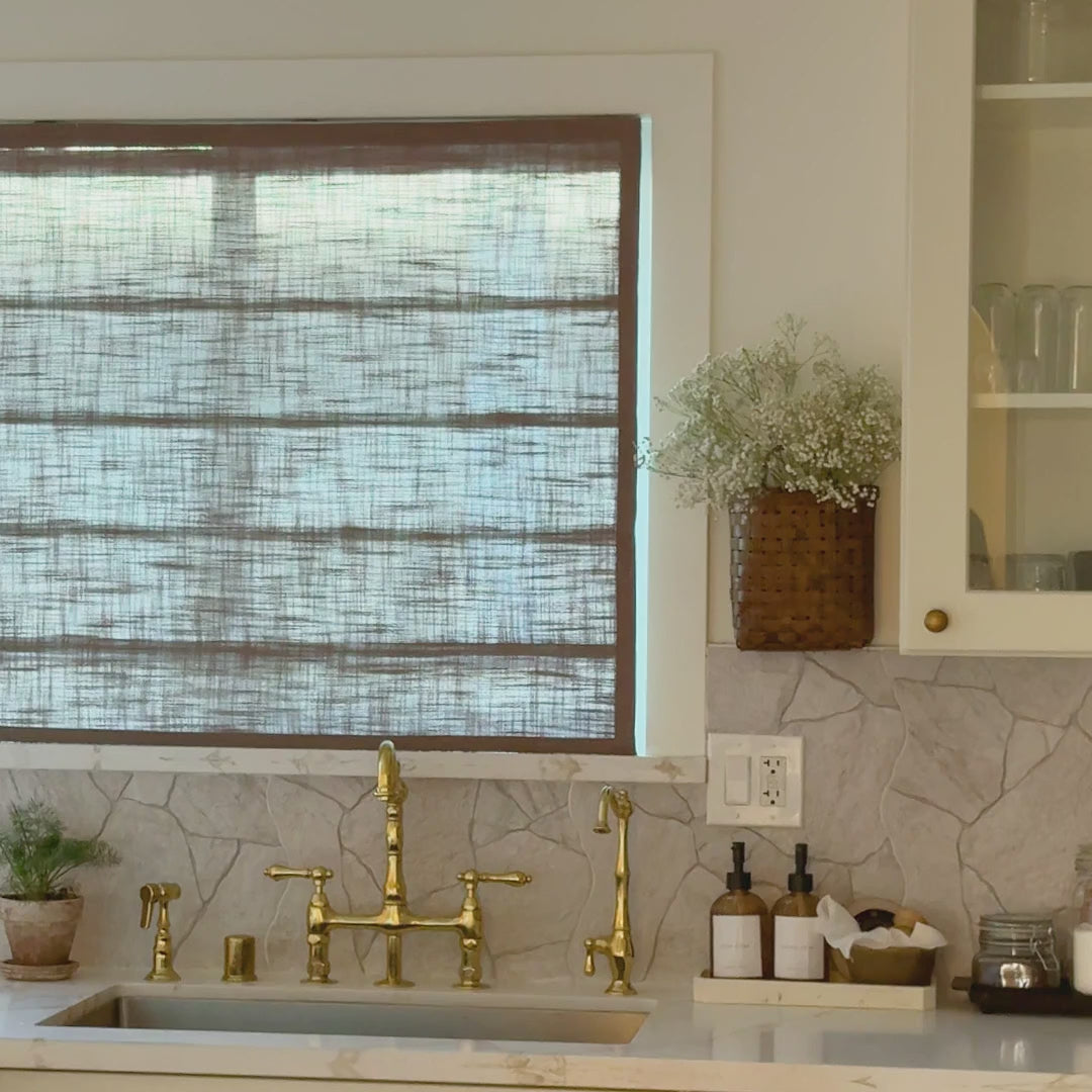 Freshine Elara Roman Shades for Elegant Linen-Blend Drapes with Superior Light Control and Privacy