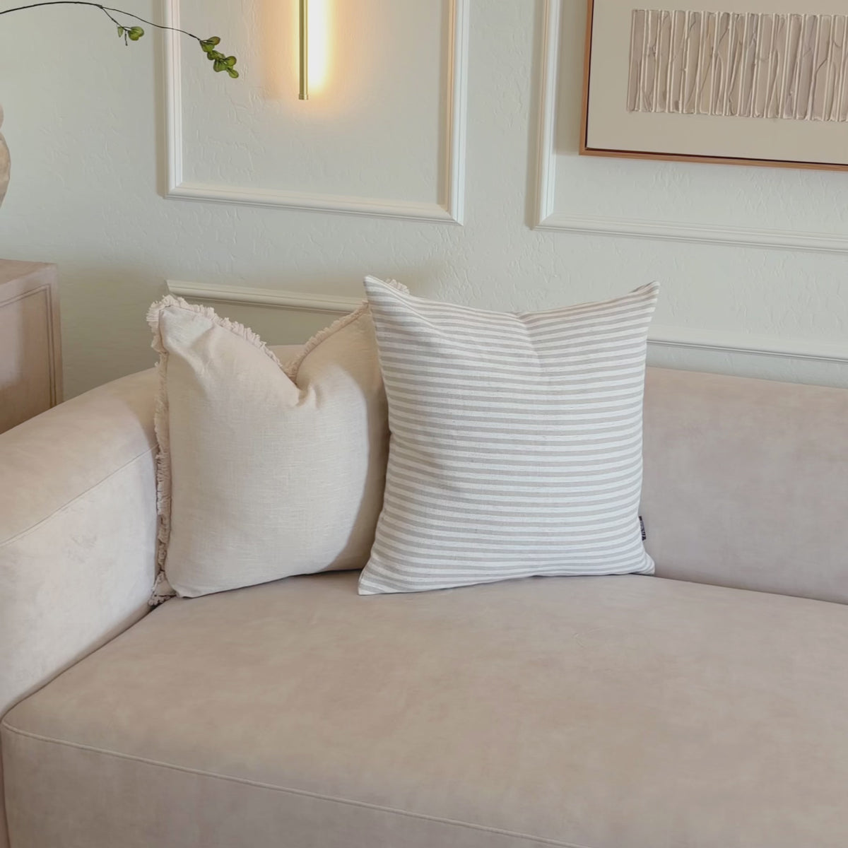 Clarissea Linen Blend Fine Stripe Jacquard Pillow Cover