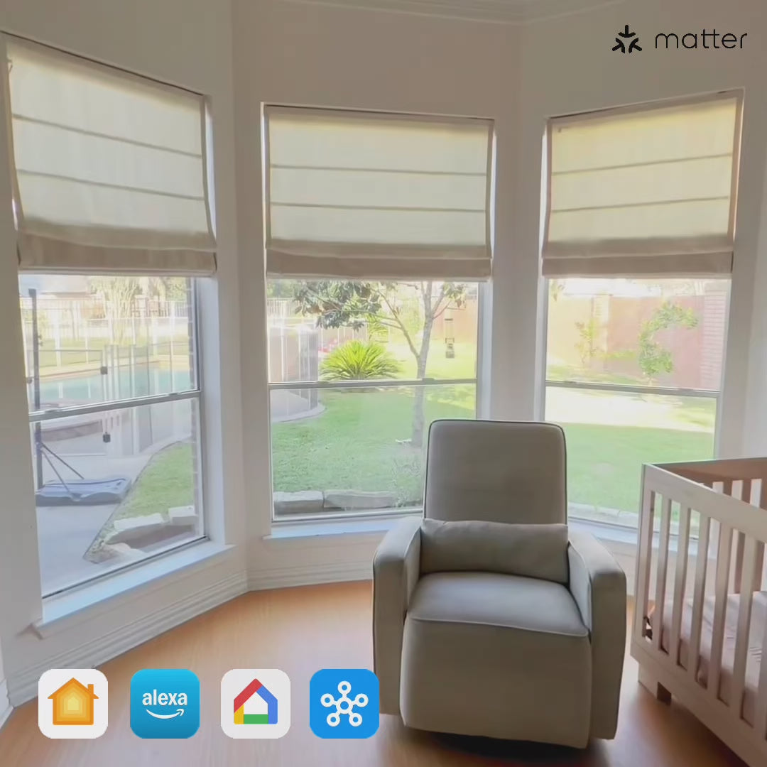 Seraphine Smart Motorized Cross Linen Texture Roman Shades