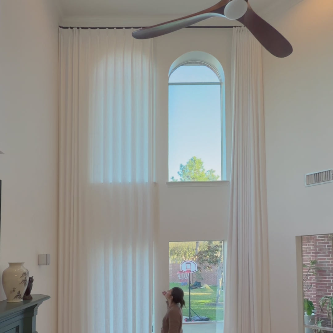 Marisol elegant pleated linen drapes for large windows K1011 showcasing the premium fabric, drape effect and light filtering feature in a stylish interior video