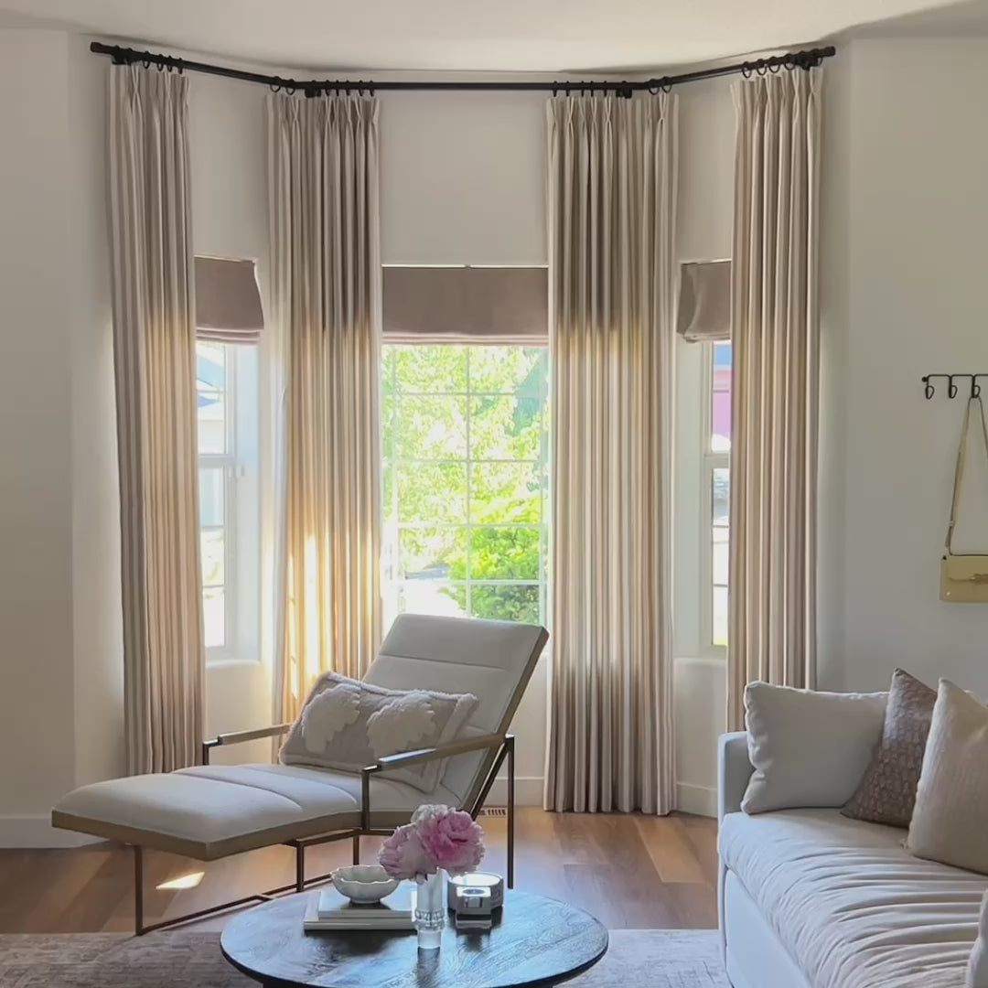 Darian Single Custom Traverse Curtain Rod for Bay Windows