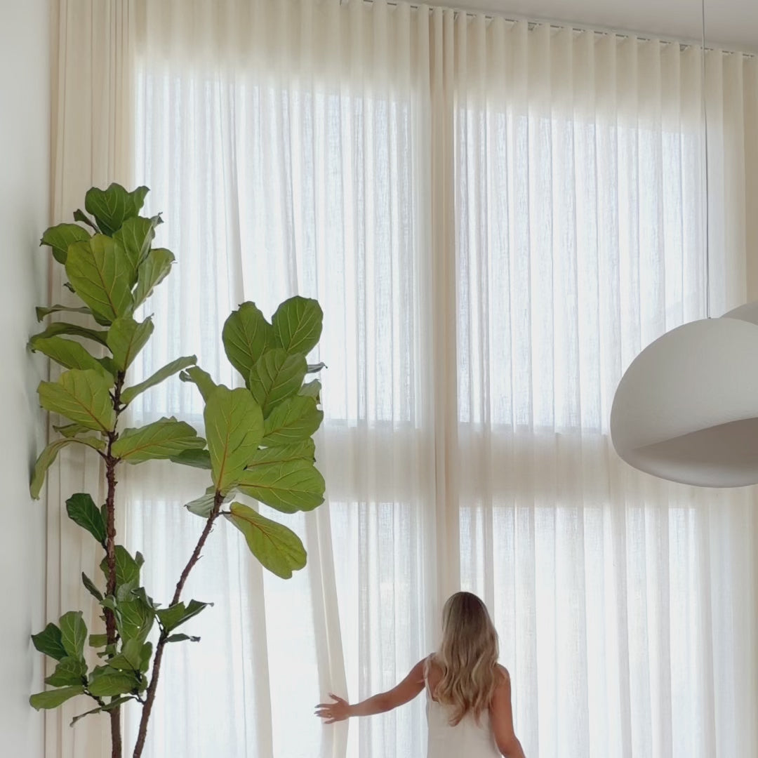 Amara Extra Long Linen Curtains – Elegant Light-Filtering Drapes