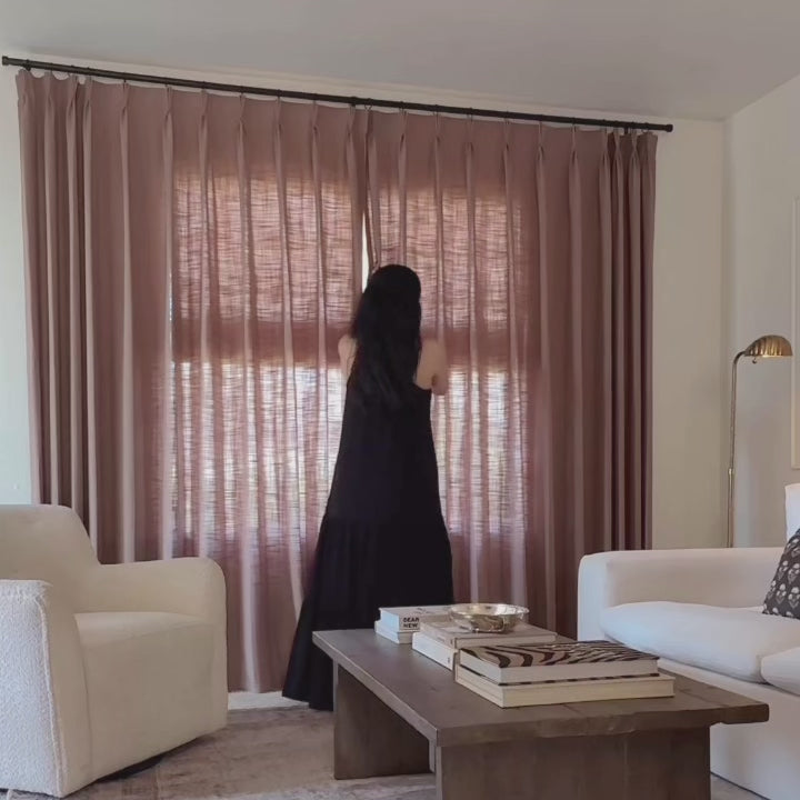 Elara Linen Blend Curtains for Large Windows - Extra Long Luxurious Drapes for Every Room
