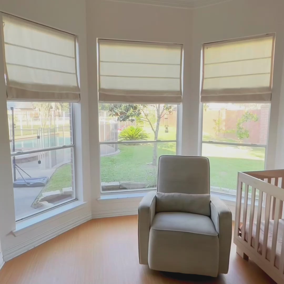 Seraphine Smart Motorized Cross Linen Texture Roman Shades
