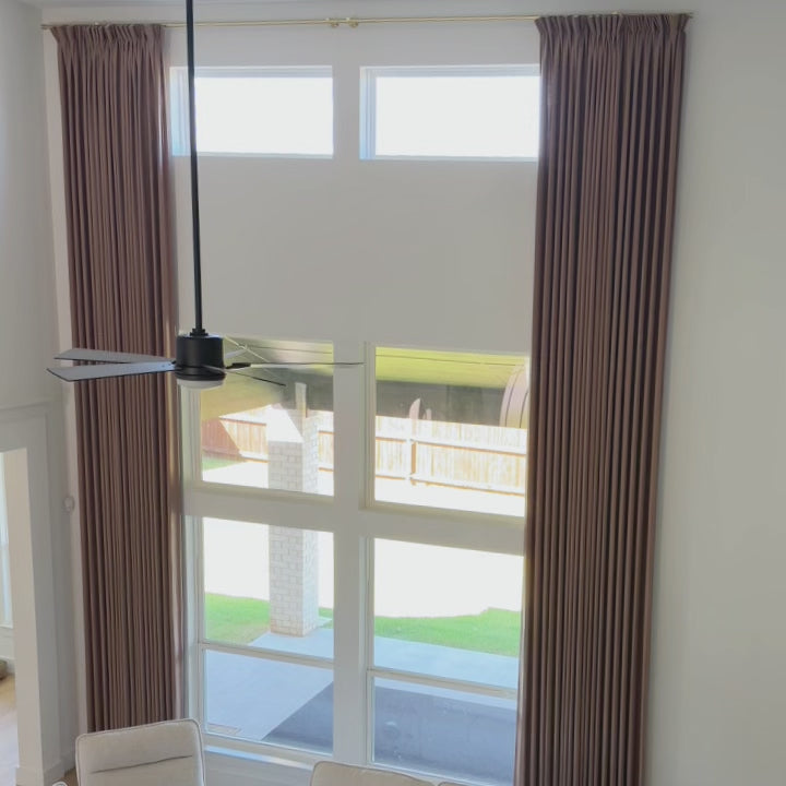 Elara Linen Blend Curtains for Large Windows – Luxurious Drapes for High Ceiling Window Treatment