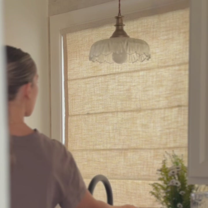 Hestara No-Drill Linen Blend Herringbone Roman Shades