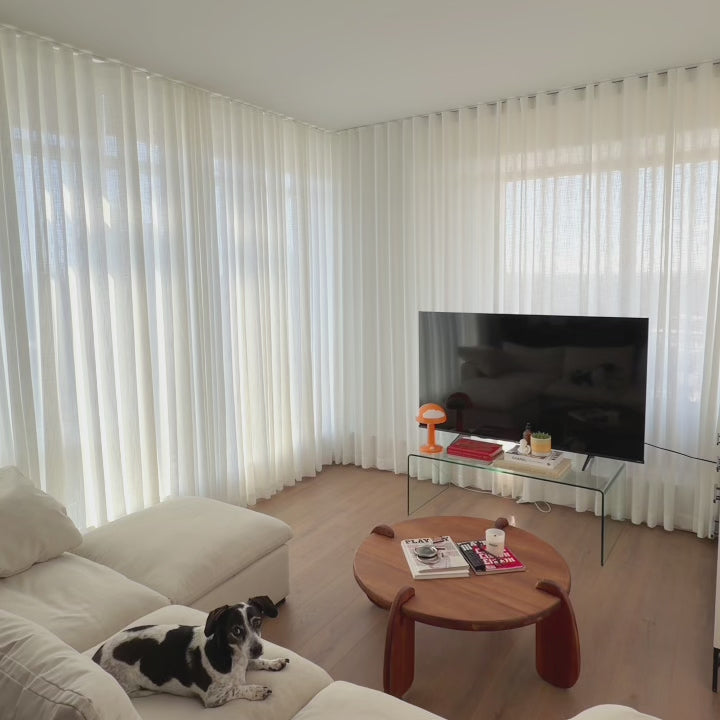 Nina Cotton Blend Drapery Pleat for Large Windows – Elegant Light Filtering Curtains for Living Room & Dining Room