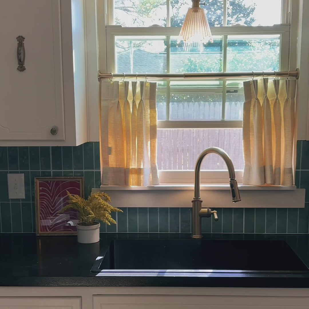 Amara Linen Café Curtains – Light Filtering Textured Kitchen Tier Panels