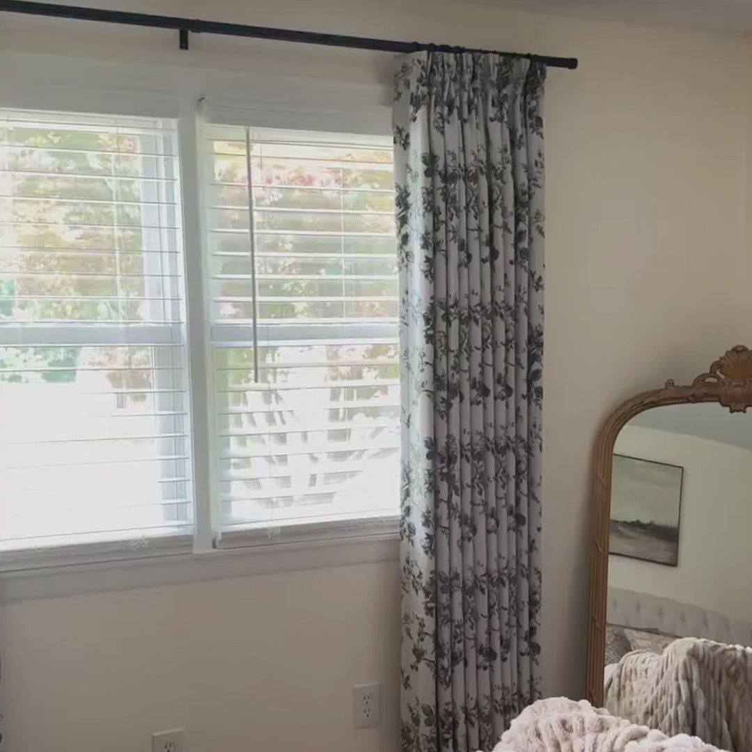 Lirienne Leaf & Blossom Forest Green Jacquard Linen Drapes