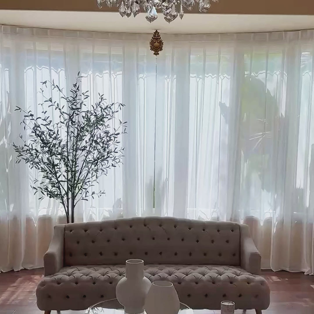 Mira Solid Sheer Curtains for Large Windows - Light Filtering Drapes for Living Room and Bedroom