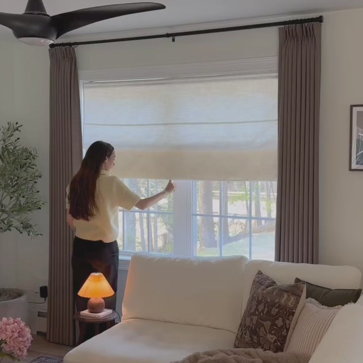 Freshine Elara Roman Shades for Elegant Linen-Blend Drapes with Superior Light Control and Privacy