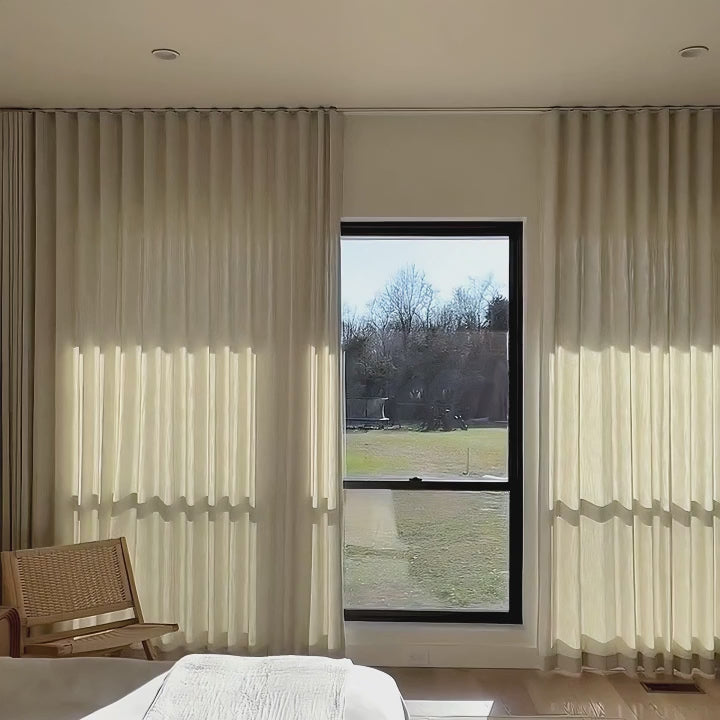 Celina Linen Curtains – Floor-to-Ceiling Ripple Fold for Bedroom & Kids Room