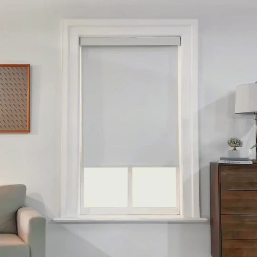 Fionis Motorized 100% Blackout Roller Shades with Cassette Header