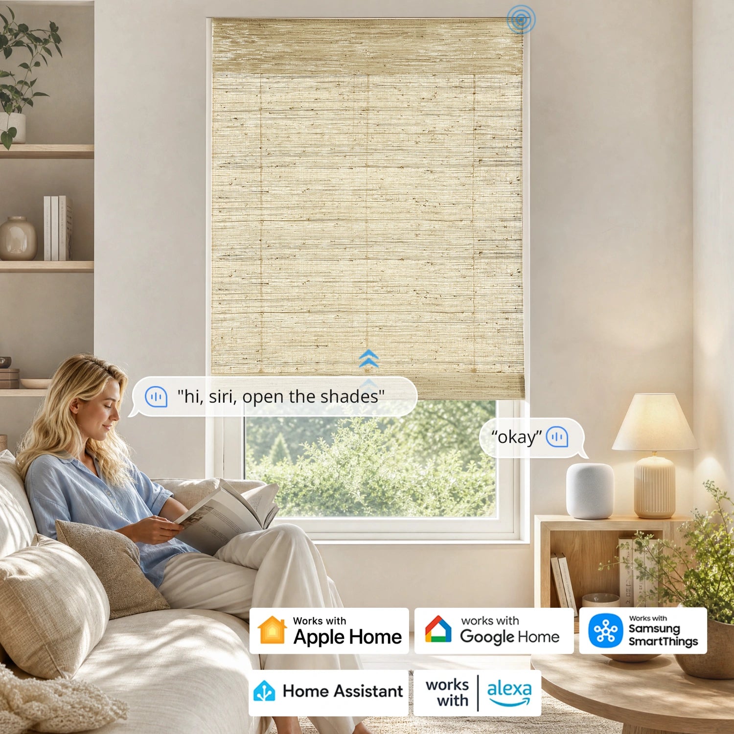 Seris Smart Motorized Jute Bamboo Woven Shades